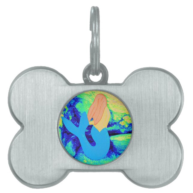 blue-tail mermaid design pet tag (Front)