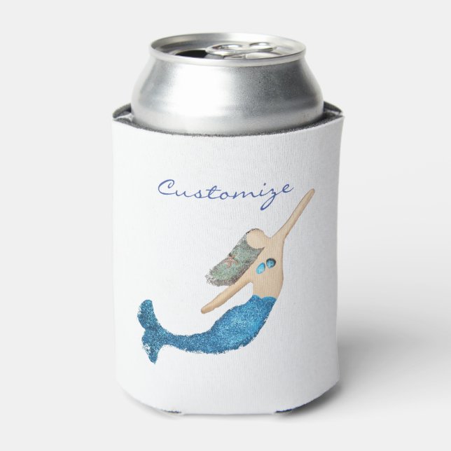Blue-tail Mermaid Swimming Thunder_Cove Can Cooler (Can Front)