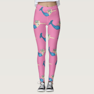 Blue-tail Mermaid Swimming Thunder_Cove Leggings