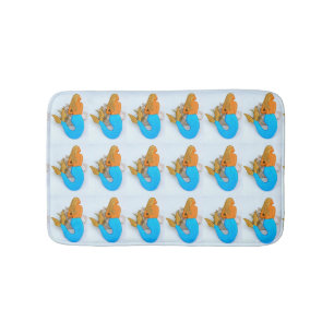 blue-tail mermaids pattern bath mat