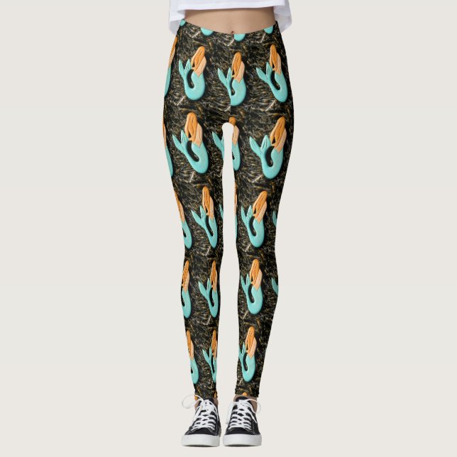 blue-tail redhead mermaid leggings (Front)