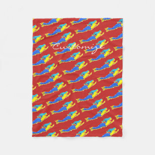 blue-tailed mermaid Thunder_Cove red Fleece Blanket