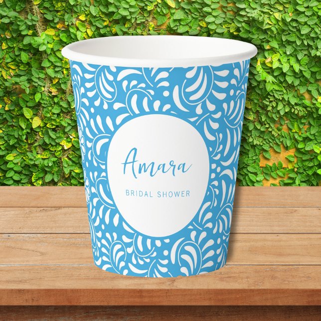 BLUE TALAVERA BRIDAL SHOWER PAPER CUPS (Creator Uploaded)