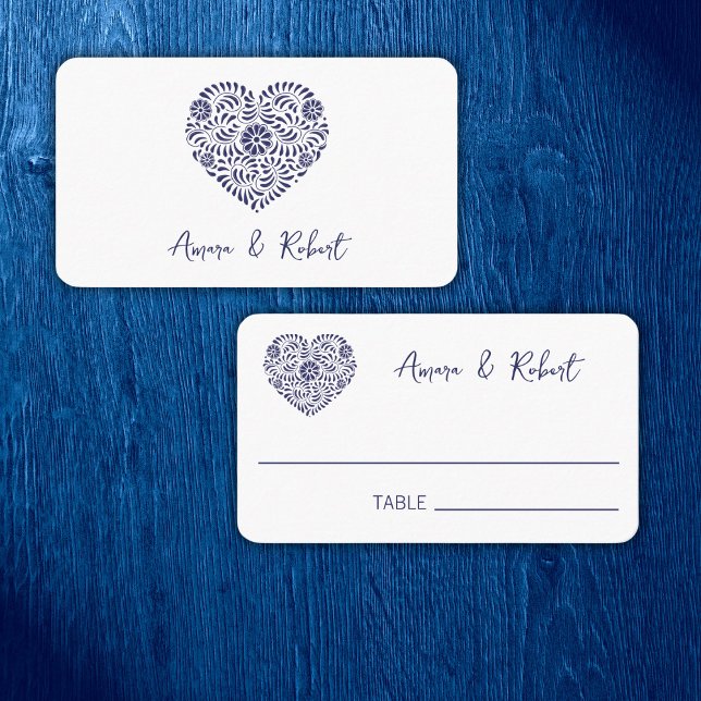 Blue talavera heart place card (Creator Uploaded)