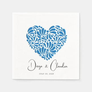 Blue Talavera Heart Wedding Napkins