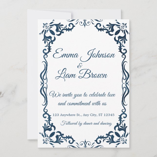 Blue Talavera Mexican Spanish Wedding Invitation (Front)