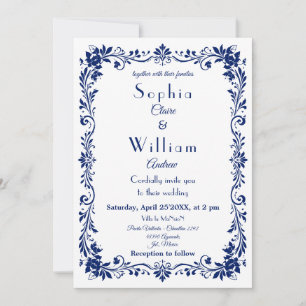 Blue Talavera Mexican Wedding Invitation