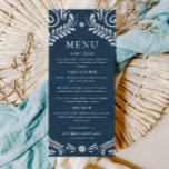 Blue Talavera Mexican Wedding Menu Card<br><div class="desc">Showcase your unique wedding style with this Talavera menu card,  featuring a rustic Mexican papel picado design. Perfect for couples bringing vibrant blue tones and traditional charm to their reception tables. For more coordinating items please visit our Blue Talavera Wedding Collection</div>