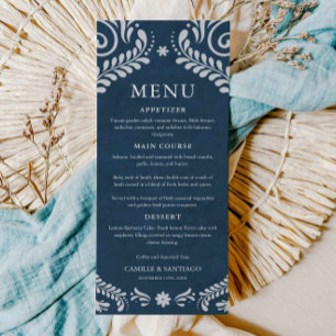 Blue Talavera Mexican Wedding Menu Card