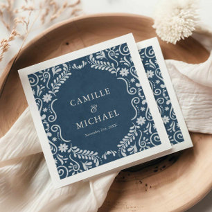 Blue Talavera Mexican Wedding Paper Napkin