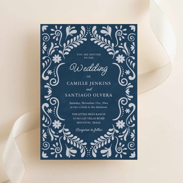Blue Talavera Mexico Wedding Invitation (Blue Talavera Mexican Wedding Invite)