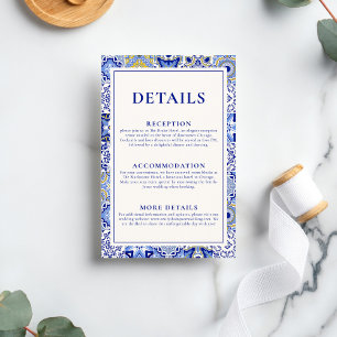 Blue Talavera Spanish Mexican Wedding Details Enclosure Card