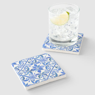Blue Talavera Spanish tiles wedding favours Stone Coaster