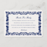 Blue Talavera Tile Books Baby Invitation Insert