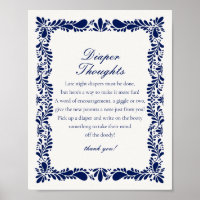 Blue Talavera Tile Diaper Thoughts Baby Shower