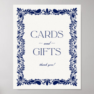 Blue Talavera Tile Spanish Cards and Gifts Sign