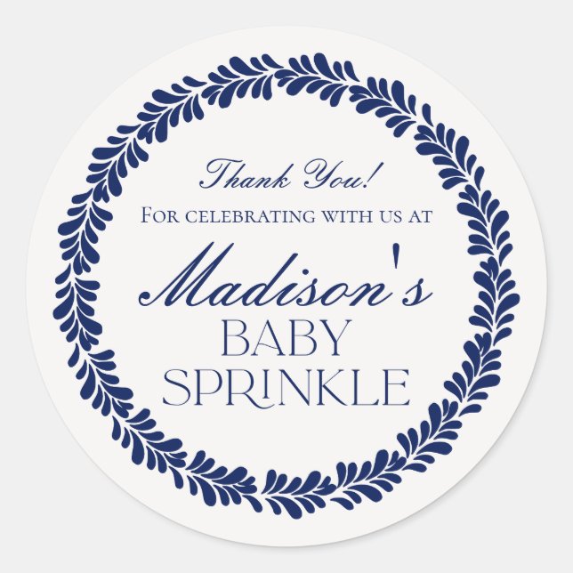 Blue Talavera Tile Spanish Fiesta Baby Sprinkle Classic Round Sticker (Front)