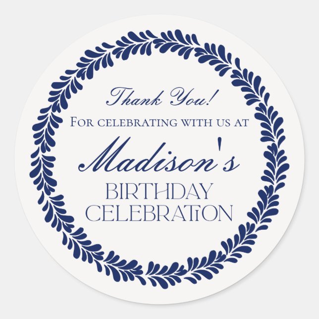 Blue Talavera Tile Spanish Fiesta Birthday Favour Classic Round Sticker (Front)