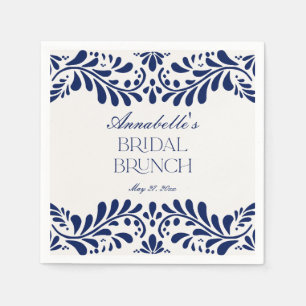 Blue Talavera Tile Spanish Fiesta Bridal Brunch Napkin