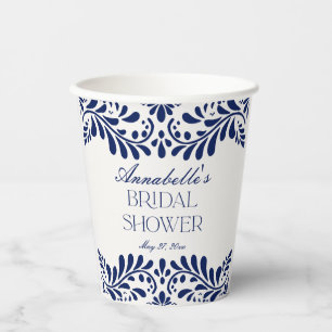 Blue Talavera Tile Spanish Fiesta Bridal Shower Paper Cups