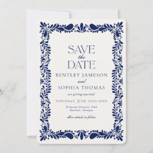 Blue Talavera Tile Spanish Fiesta Save the Date Invitation