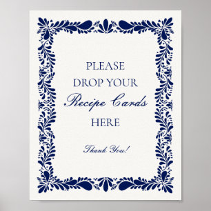 Blue Talavera Tile Spanish Share a Recipe Bridal Poster