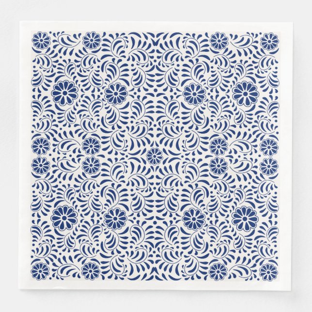 Blue Talavera Tile Spanish Style Fiesta Napkin (Front)