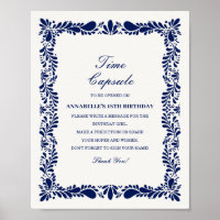 Blue Talavera Tile Time Capsule Baby Birthday Game