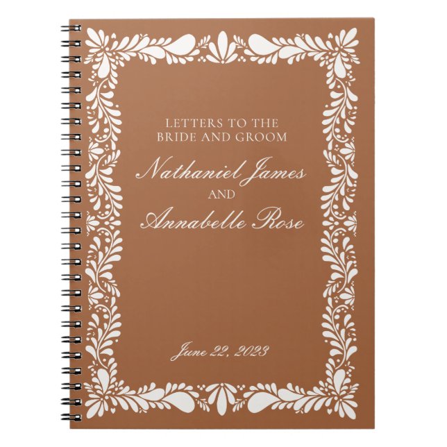 Blue Talavera Tile Wedding Letters Bride & Groom Notebook (Front)