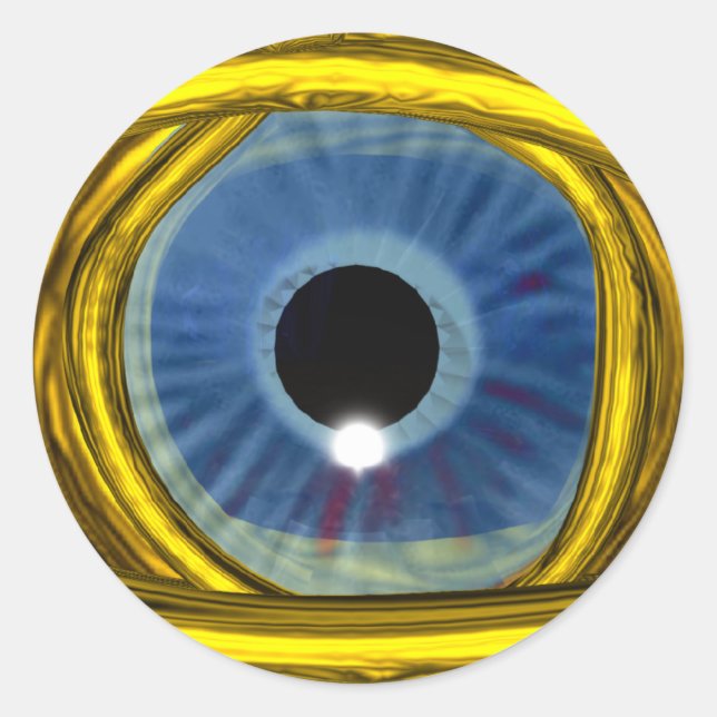 BLUE TALISMAN / GOLD HORUS EYE CLASSIC ROUND STICKER (Front)