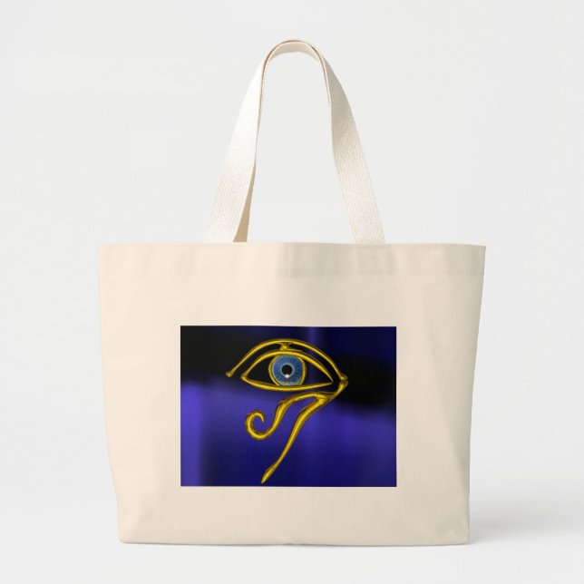 BLUE TALISMAN / GOLD HORUS EYE LARGE TOTE BAG (Front)