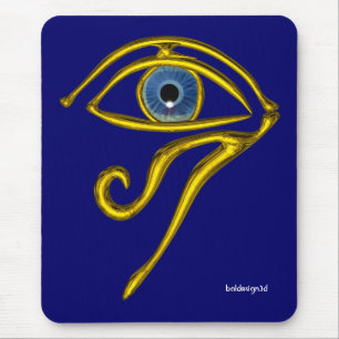 BLUE TALISMAN / GOLD HORUS EYE MOUSE PAD
