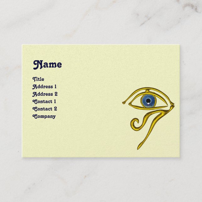 BLUE TALISMAN / GOLD HORUS EYE Purple Cream Pearl Business Card (Front)