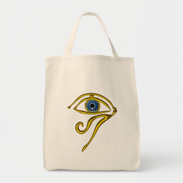 BLUE TALISMAN / GOLD HORUS EYE TOTE BAG (Front)