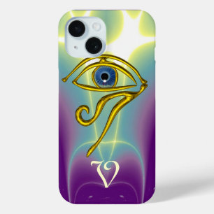BLUE TALISMAN MONOGRAM  Teal, Purple White iPhone 15 Case