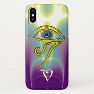 BLUE TALISMAN MONOGRAM  Teal, Purple White iPhone X Case