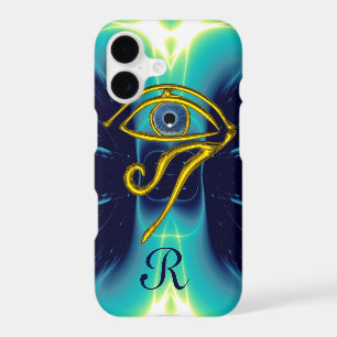 BLUE TALISMAN MONOGRAM Teal, Turquoise White