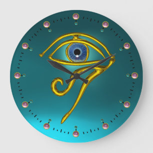 BLUE TALISMAN , Turquoise Teal Large Clock