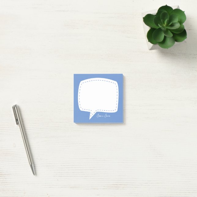 blue Talk Bubble Personalized Name speech bubble Post-it Notes (Office)