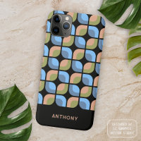 Blue Tan Beige Green Black Midcentury Art Pattern