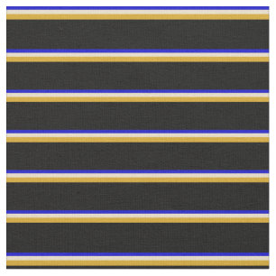 Blue, Tan, Goldenrod, and Black Coloured Lines Fabric