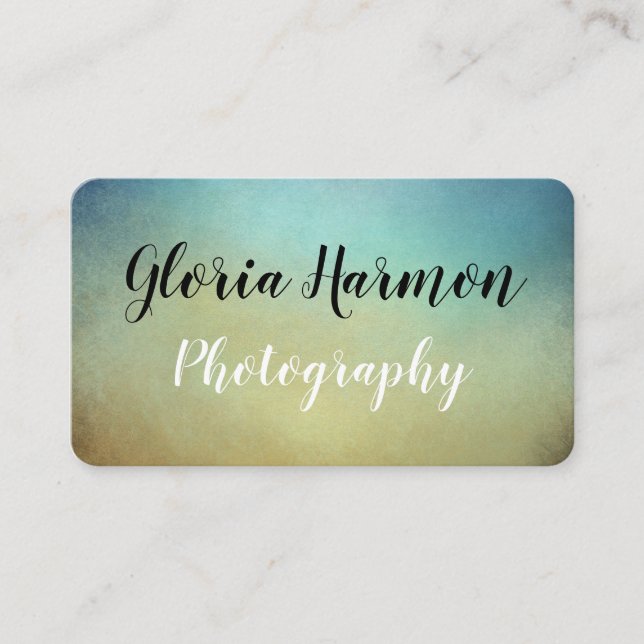Blue & Tan Gradient Artistic Business Card (Front)