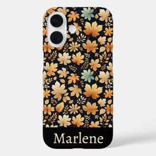Blue Tan Ivory Autumn Leaves iPhone 16 Case
