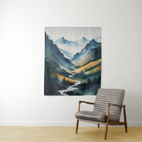 Blue Tan Mountain Scene