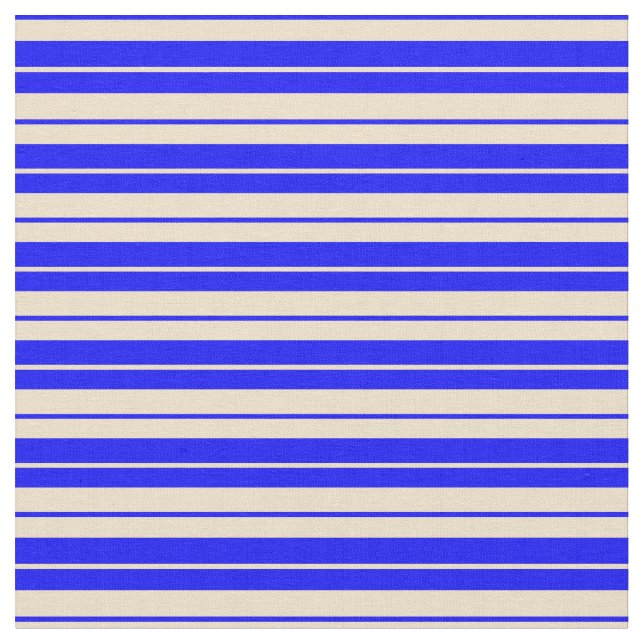Blue & Tan Stripes/Lines Pattern Fabric (Close Up)