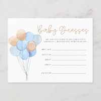 Blue Tan Teddy Bear Balloons Baby Guesses