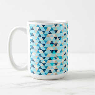 BLUE TAN WHITE GLITTER LOOK WINTER PATTERNS COFFEE MUG