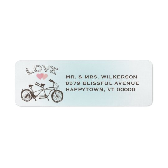 Blue Tandem Bicycle Love Label Return Address Label