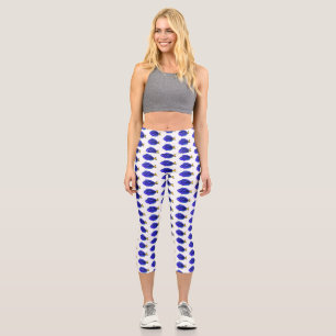 Blue tang fish cartoon illustration capri leggings