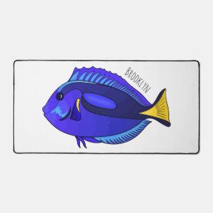 Blue tang fish cartoon illustration  desk mat
